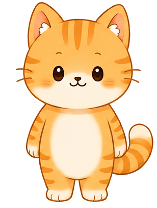 Orange StepCat character standing and waving
